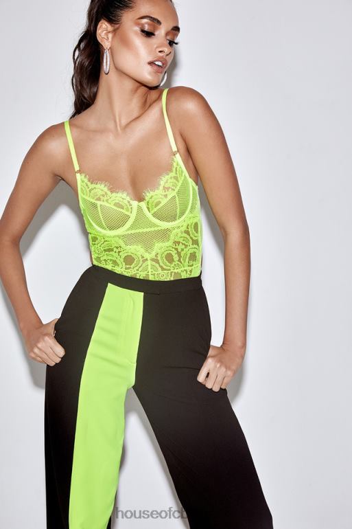 House of CB body nadia en dentelle jaune fluo N888H814 vêtements
