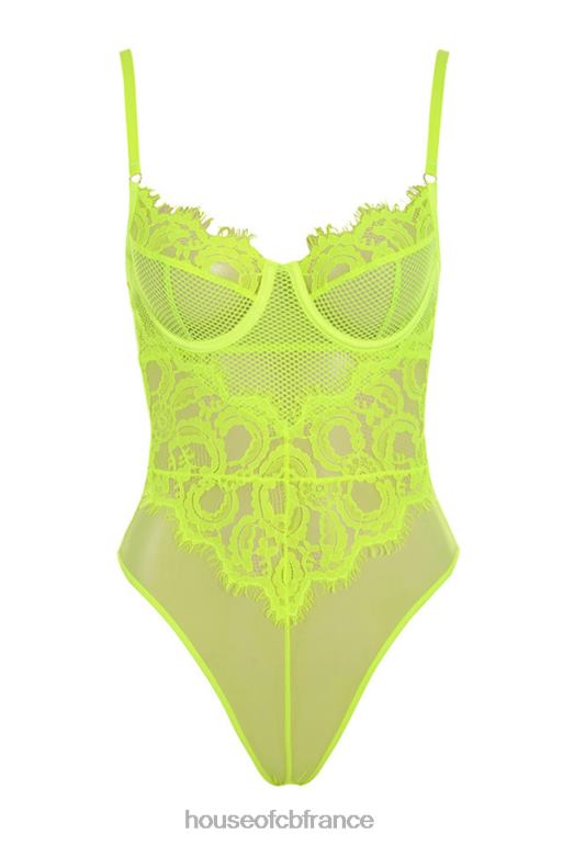 House of CB body nadia en dentelle jaune fluo N888H814 vêtements