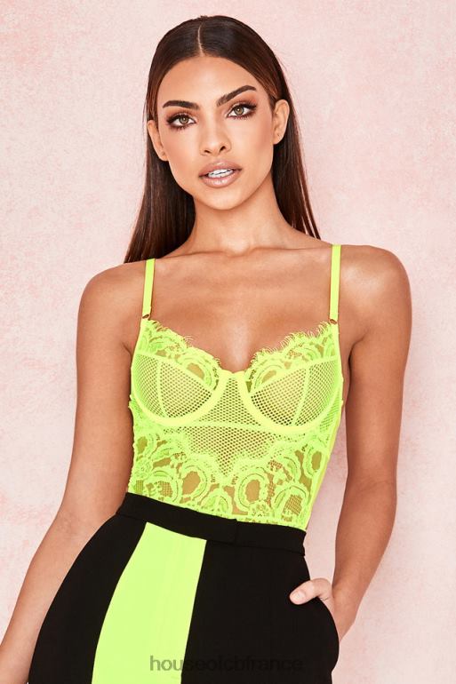 House of CB body nadia en dentelle jaune fluo N888H814 vêtements