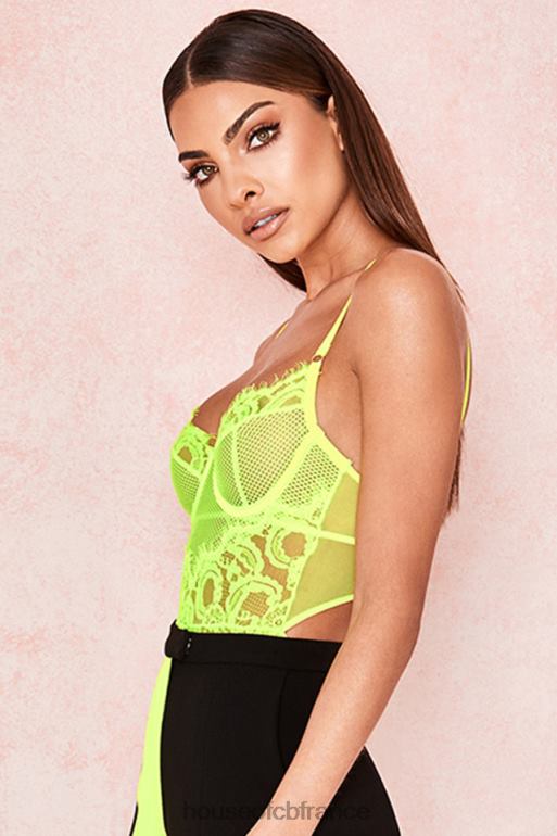 House of CB body nadia en dentelle jaune fluo N888H814 vêtements