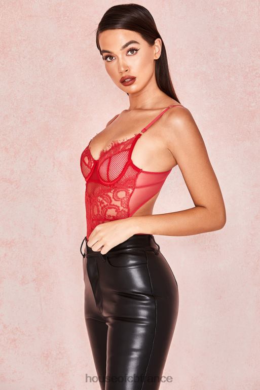 House of CB body nadia en dentelle rouge N888H815 vêtements