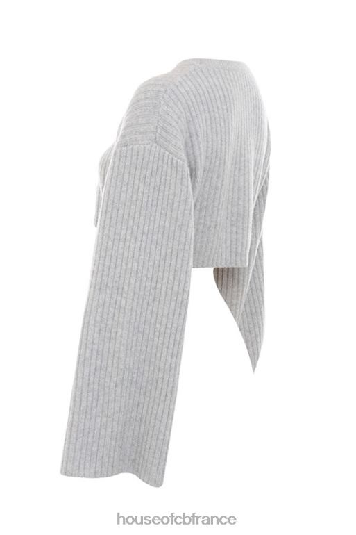 House of CB pull côtelé court oversize gris shana N888H771 vêtements