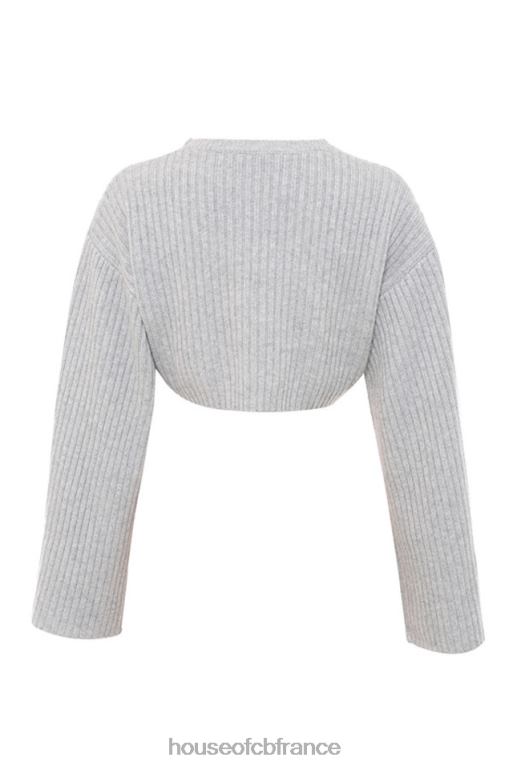 House of CB pull côtelé court oversize gris shana N888H771 vêtements