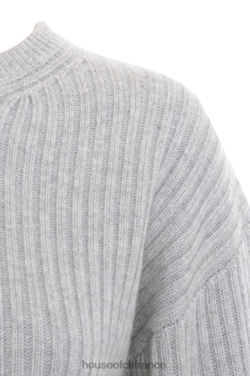 House of CB pull côtelé court oversize gris shana N888H771 vêtements