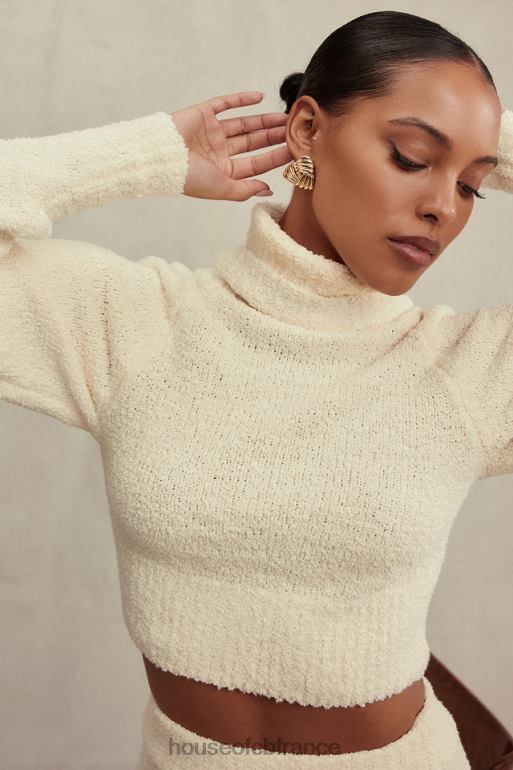 House of CB pull court en tricot bouclé doux crème nyala N888H660 vêtements