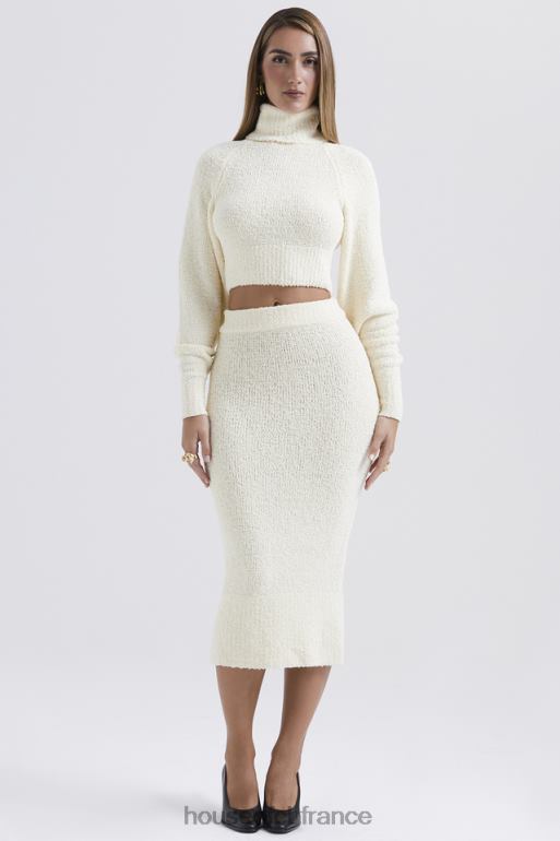 House of CB pull court en tricot bouclé doux crème nyala N888H660 vêtements