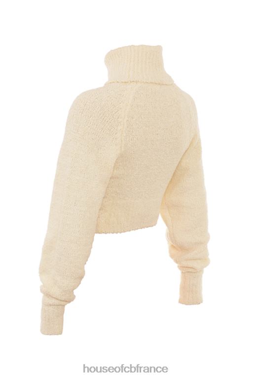 House of CB pull court en tricot bouclé doux crème nyala N888H660 vêtements