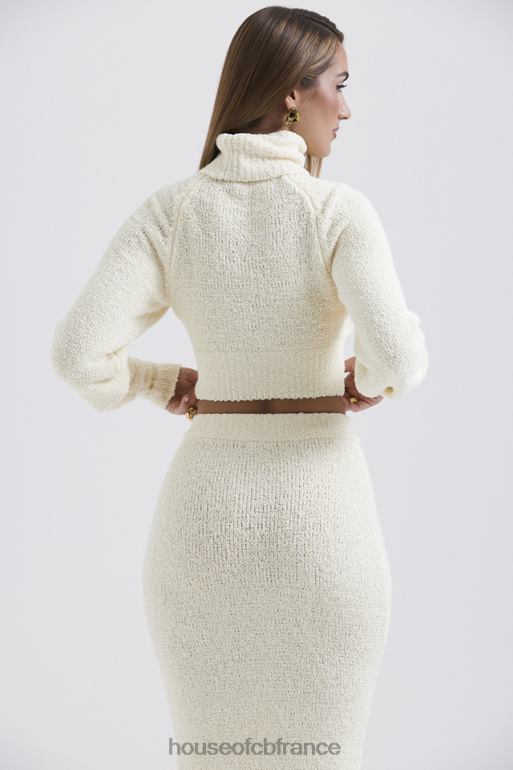 House of CB pull court en tricot bouclé doux crème nyala N888H660 vêtements