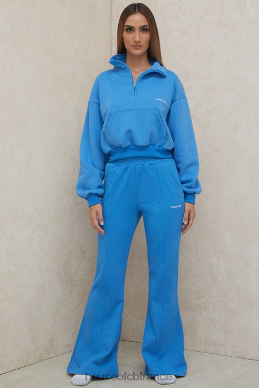 House of CB sweat-shirt court zippé sur le devant bleu mitch N888H790 vêtements