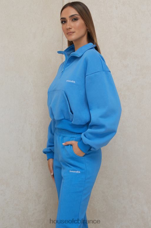 House of CB sweat-shirt court zippé sur le devant bleu mitch N888H790 vêtements