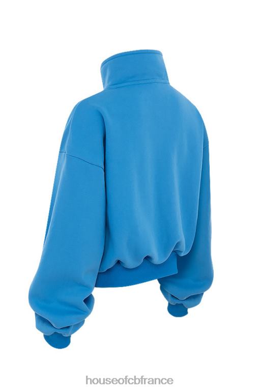 House of CB sweat-shirt court zippé sur le devant bleu mitch N888H790 vêtements