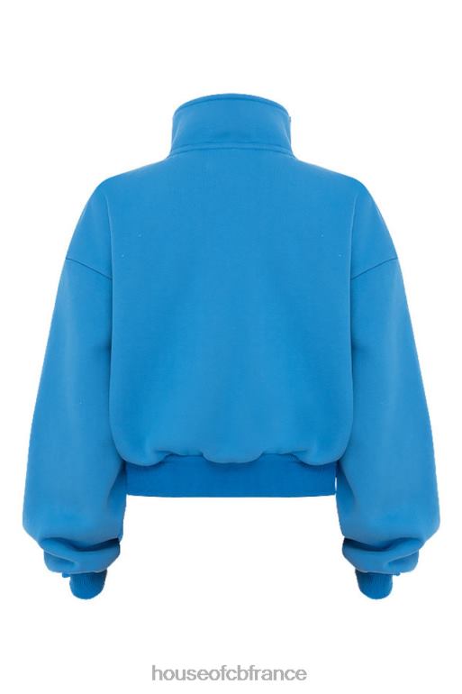 House of CB sweat-shirt court zippé sur le devant bleu mitch N888H790 vêtements