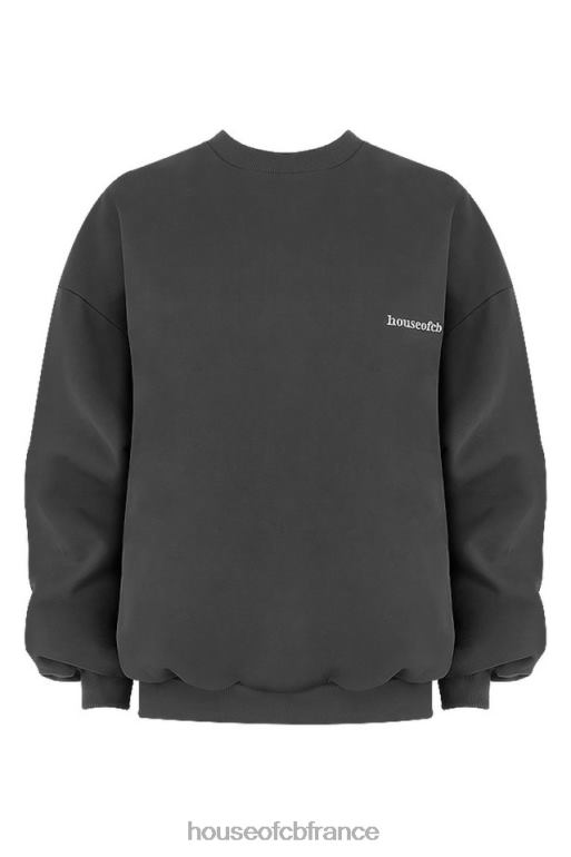 House of CB sweat-shirt oversize à col ras du cou Tommy anthracite N888H801 vêtements