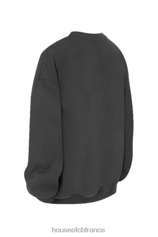 House of CB sweat-shirt oversize à col ras du cou Tommy anthracite N888H801 vêtements
