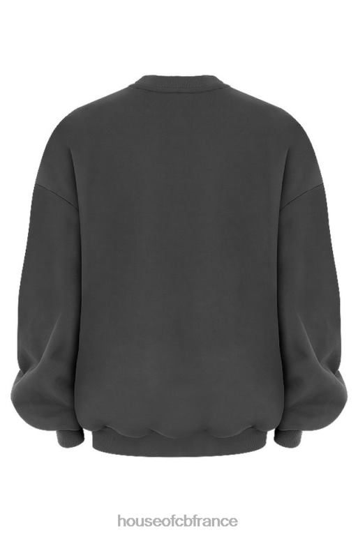 House of CB sweat-shirt oversize à col ras du cou Tommy anthracite N888H801 vêtements