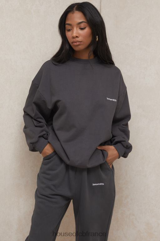 House of CB sweat-shirt oversize à col ras du cou Tommy anthracite N888H801 vêtements