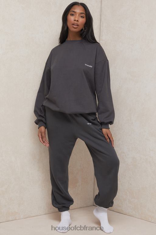 House of CB sweat-shirt oversize à col ras du cou Tommy anthracite N888H801 vêtements