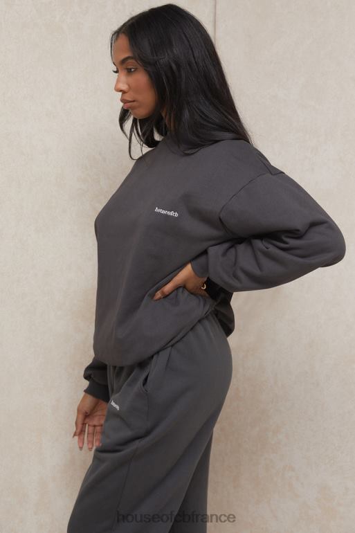 House of CB sweat-shirt oversize à col ras du cou Tommy anthracite N888H801 vêtements