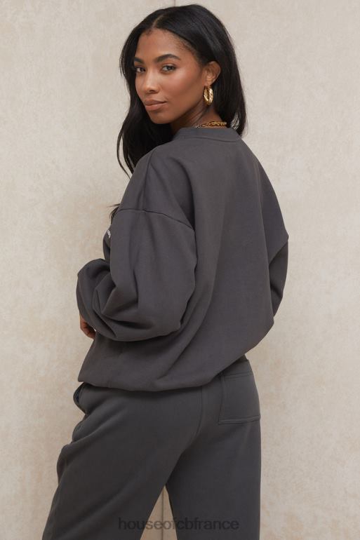 House of CB sweat-shirt oversize à col ras du cou Tommy anthracite N888H801 vêtements