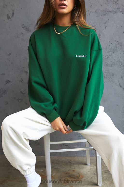 House of CB sweat-shirt oversize à col rond Tommy Green N888H798 vêtements