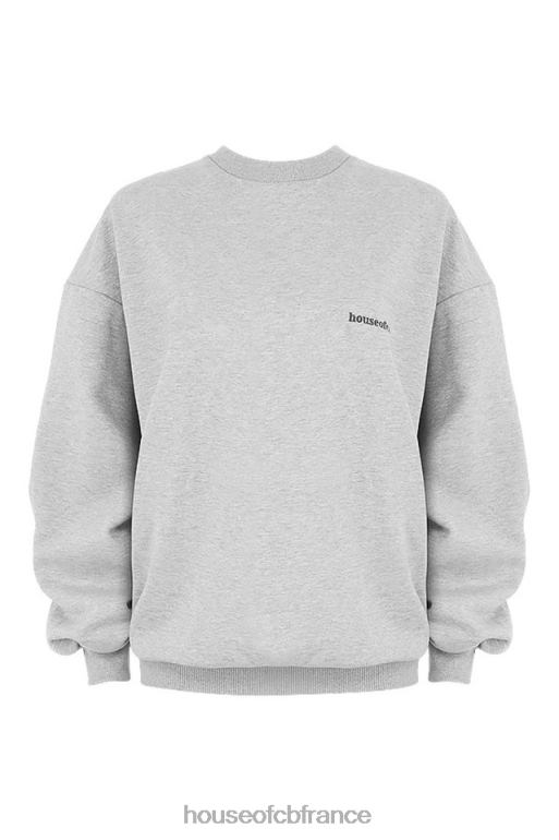 House of CB sweat-shirt oversize à col rond Tommy Grey N888H803 vêtements