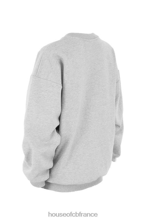 House of CB sweat-shirt oversize à col rond Tommy Grey N888H803 vêtements
