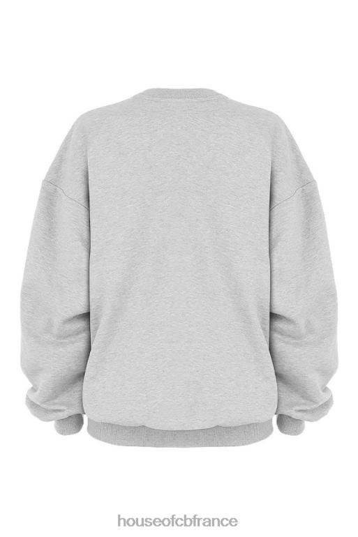 House of CB sweat-shirt oversize à col rond Tommy Grey N888H803 vêtements