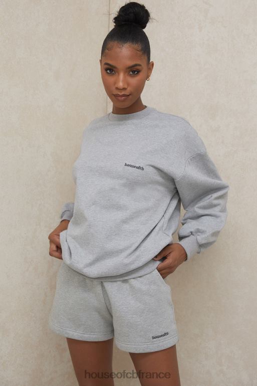 House of CB sweat-shirt oversize à col rond Tommy Grey N888H803 vêtements