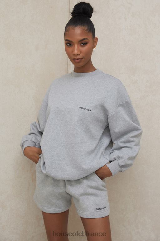 House of CB sweat-shirt oversize à col rond Tommy Grey N888H803 vêtements