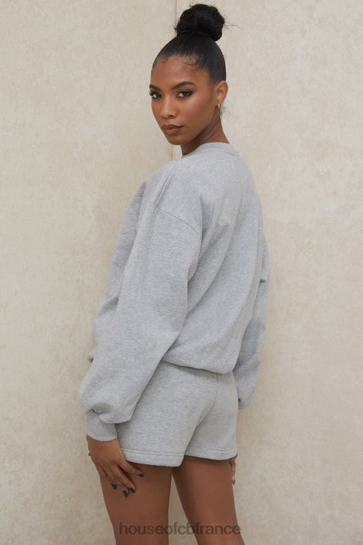 House of CB sweat-shirt oversize à col rond Tommy Grey N888H803 vêtements