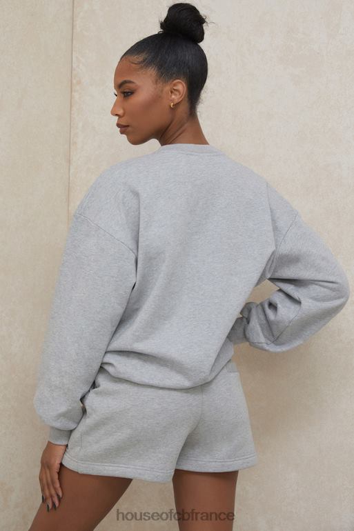 House of CB sweat-shirt oversize à col rond Tommy Grey N888H803 vêtements