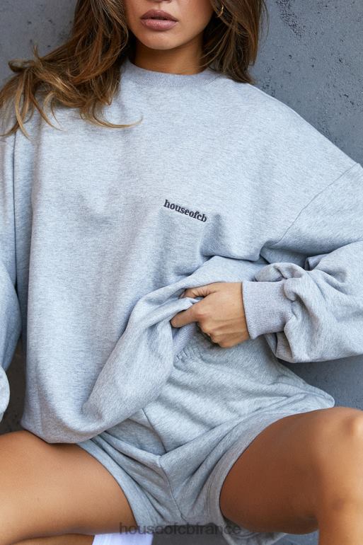 House of CB sweat-shirt oversize à col rond Tommy Grey N888H803 vêtements