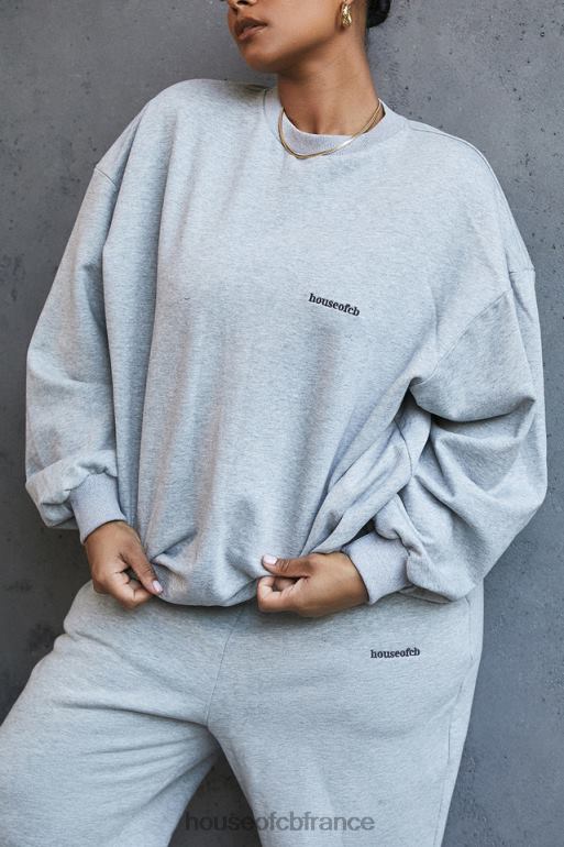 House of CB sweat-shirt oversize à col rond Tommy Grey N888H803 vêtements