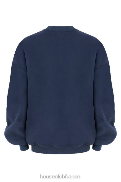 House of CB sweat-shirt oversize à col rond Tommy Navy N888H800 vêtements