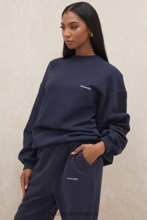 House of CB sweat-shirt oversize à col rond Tommy Navy N888H800 vêtements