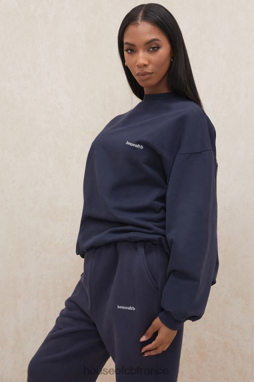 House of CB sweat-shirt oversize à col rond Tommy Navy N888H800 vêtements