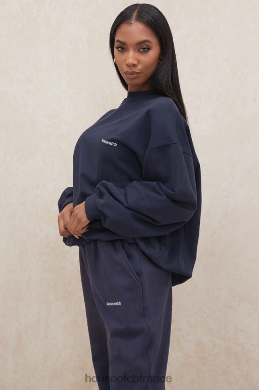 House of CB sweat-shirt oversize à col rond Tommy Navy N888H800 vêtements