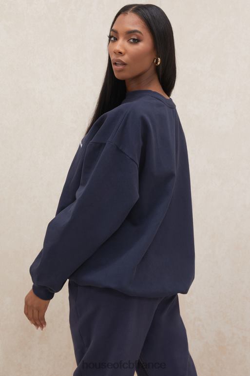 House of CB sweat-shirt oversize à col rond Tommy Navy N888H800 vêtements