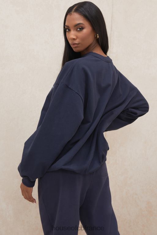 House of CB sweat-shirt oversize à col rond Tommy Navy N888H800 vêtements