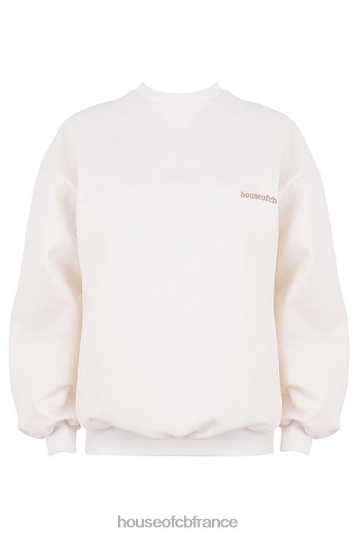 House of CB sweat-shirt oversize à col rond Tommy Off White N888H799 vêtements