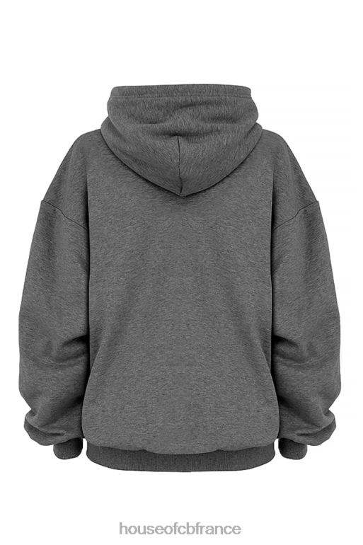 House of CB sweat à capuche oversize gris foncé halo N888H726 vêtements