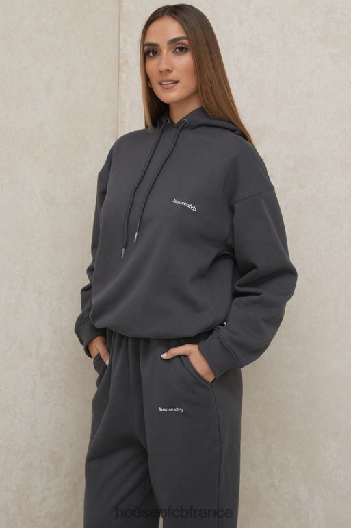 House of CB sweat à capuche oversize halo anthracite N888H791 vêtements