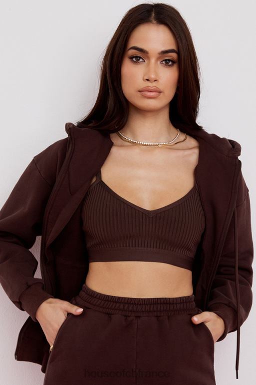 House of CB sweat à capuche zippé storm chocolat N888H767 vêtements