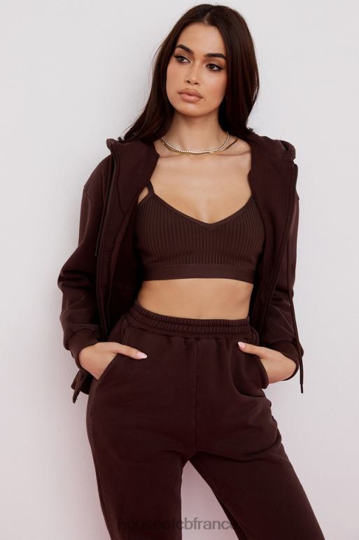House of CB sweat à capuche zippé storm chocolat N888H767 vêtements