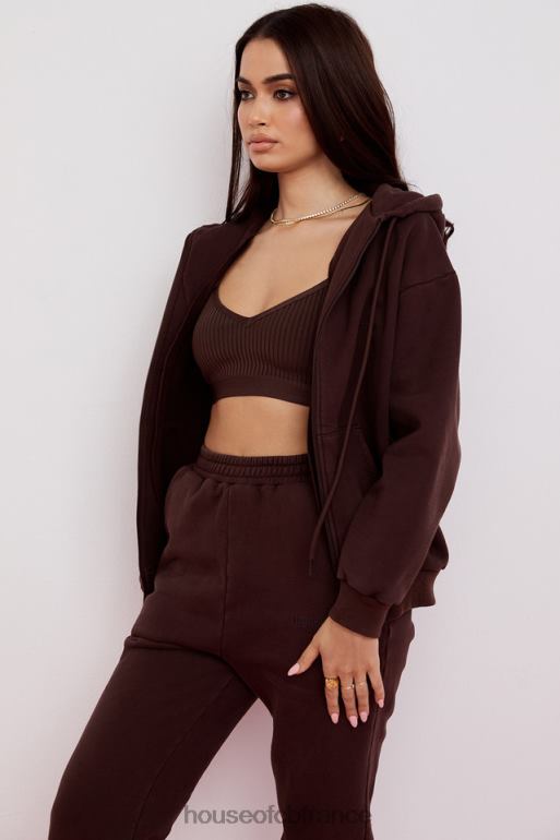 House of CB sweat à capuche zippé storm chocolat N888H767 vêtements