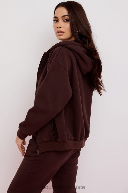 House of CB sweat à capuche zippé storm chocolat N888H767 vêtements