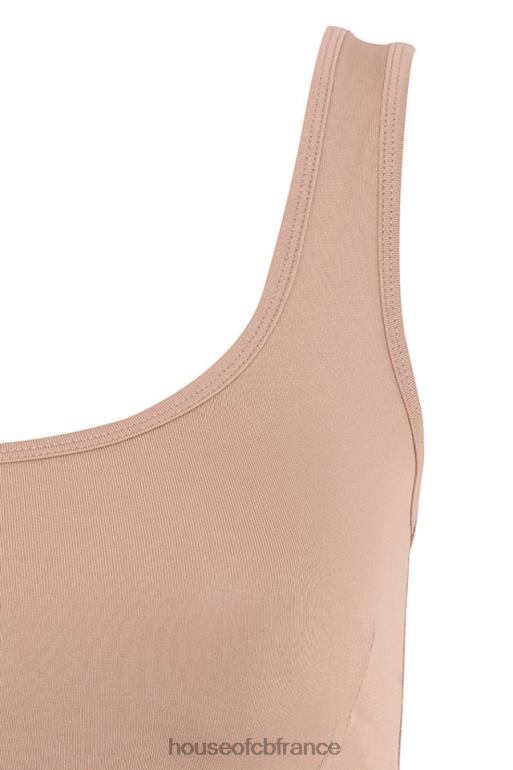 House of CB Abbey - Top court en jersey stretch moka N888H812 vêtements