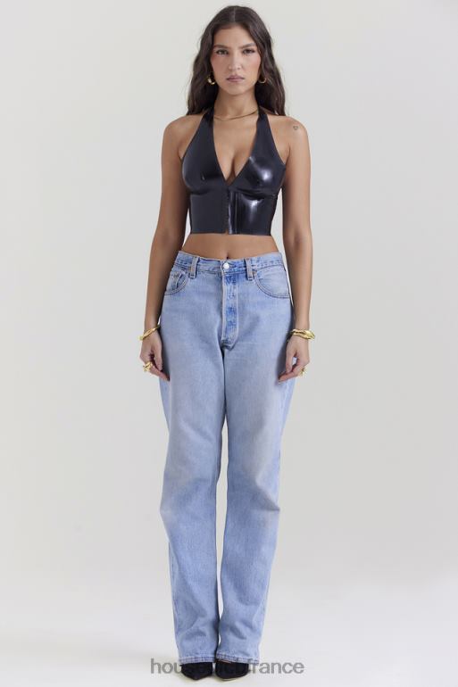 House of CB Ariadne - Haut dos nu en latex noir N888H662 vêtements