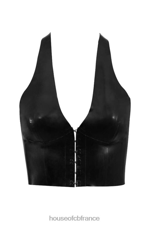 House of CB Ariadne - Haut dos nu en latex noir N888H662 vêtements