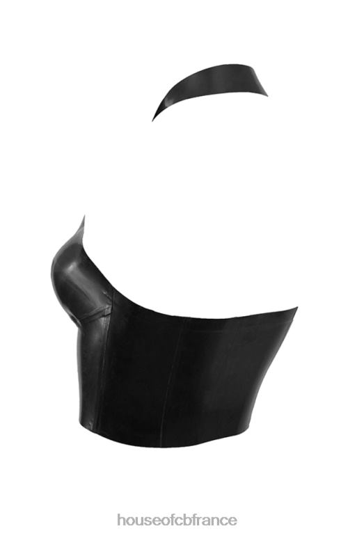 House of CB Ariadne - Haut dos nu en latex noir N888H662 vêtements
